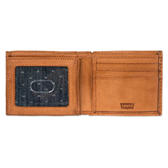 Levi's Men's RFID Extra Capacity Slim Bifold Wallet with Multiple Card Slots - Tan
