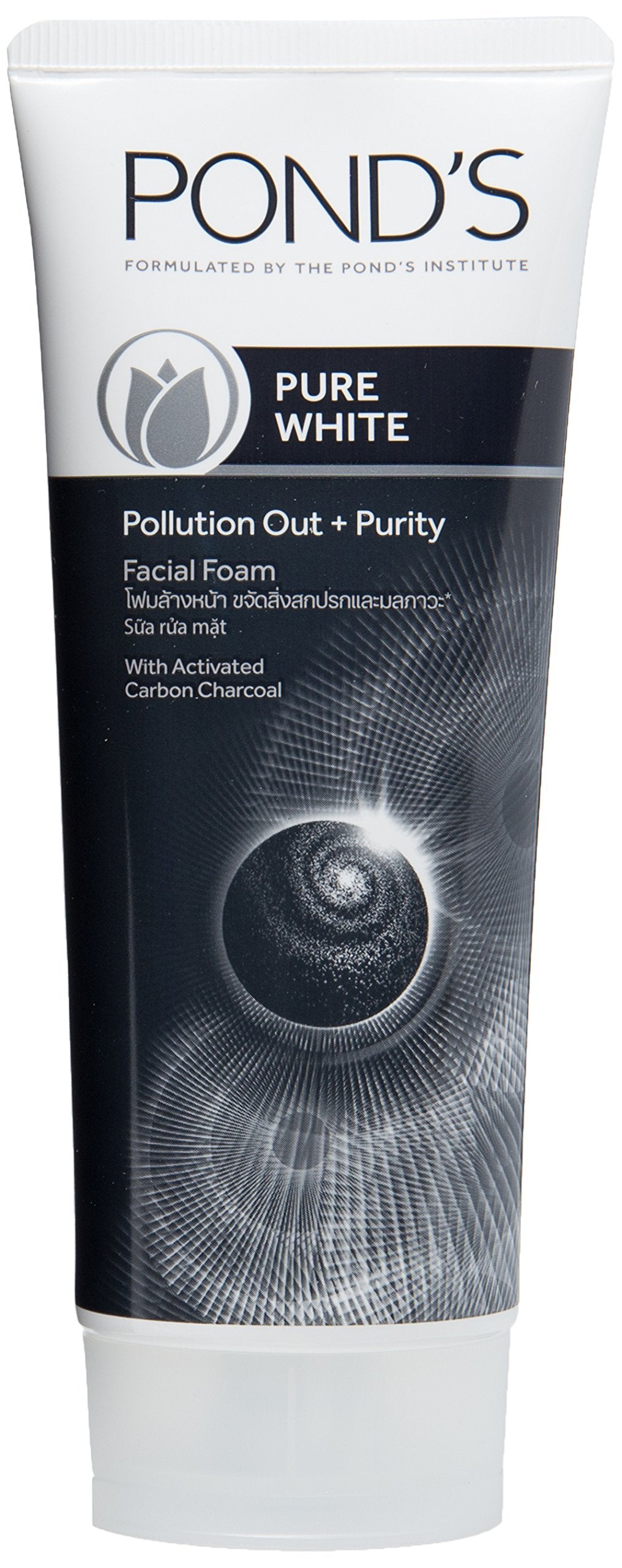 Pond's Pure White Pollution Out Facial Foam with Activated Carbon Charcoal- 3.52 Oz / 100 g