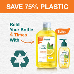 Himalaya Pure Hands Tulsi & Lemon Hand Wash (1000ml x 3) - Natural Germ Protection, Refreshing Citrus Scent, Moisturizing Formula