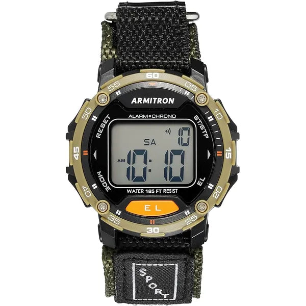 Armitron Sport Men's Digital Nylon Strap Watch, 40/8318, Black/Dark Green