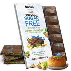 Karish Pistachio Kunafa Chocolate Bar – 100g - Rich Cocoa & Nutty Gourmet Treat - Low-Sugar Arabic Dessert - Handmade Luxury Sweet