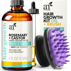 artnaturals Organic Rosemary Castor Hair Growth Oil 4.0oz with Coconut & Olive Oil - Invigorating Nourishing Treatment for Hair & Scalp, Targeting Dryness, Damaged Hair, Split Ends for Healthy Hair
