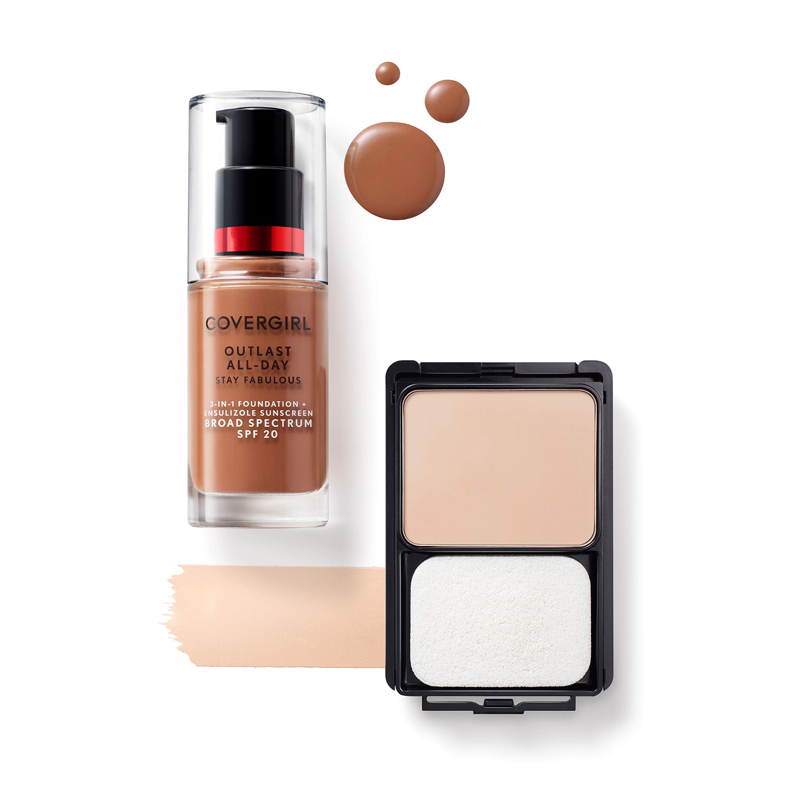 COVERGIRL Outlast All-Day Stay Fabulous 3-in-1 Foundation, 1 Bottle (1 oz), Ivory Tone, Liquid Matte Foundation and SPF 20 Sunscreen (packaging may vary)