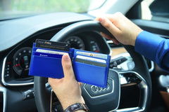 Eagle RFID Money Clip Wallet | Handcrafted New Zealand Leather Wallet | | 6 Card Holder Slots & Cash Clip | Minimalist wallet with Ultra-Slim design | Ultra-soft & Luxurious (Black Indigo)