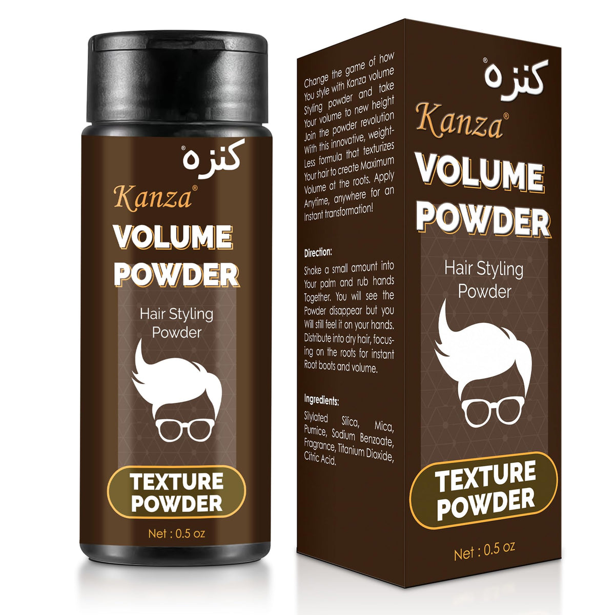 KANZA Hair Volume Powder, Light Control Fluffy Mattifying Texturizing & Volumizing Concealer, Instant Styling Dust - 15g