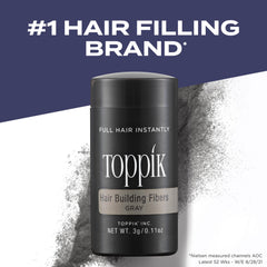 Toppik Hair Building Fibers with Premium Keratin Fibers Conceals Hair Thinning and Hair Loss for Fuller Looking Hair that Gives Completely Natural Look For Men and Women Grey, 27.5 Grams
