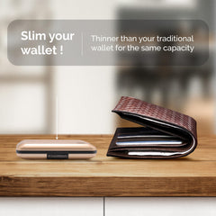Aluminium Smart Case V2 Wallet - Metal Clasp - RFID Blocking Card Holder - Holds up to 10 Cards and Banknotes - Aluminum Rose Gold