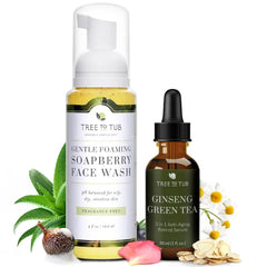 Tree to Tub Sensitive Skin Face Wash for Dry Skin & Anti Aging Retinol, Vitamin C, Hyaluronic Acid Serum for Face and Wrinkles - Fragrance Free Gentle Face Cleanser & Hydrating Facial Serum for Women