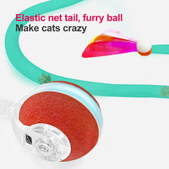 Jkanti Interactive Cat Toys for Indoor Cats,The 3rd Generation Agile Moving Cat Ball with Elastic Mesh Tail,Automatic Kitten Toys for Bored Indoor Adult Cats,Motion Activated Green