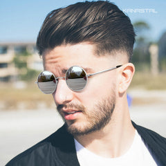 KANASTAL Hippie Round Polarized Sunglasses for Women Men, Small Circle Sun Glasses Classic Vintage Retro Shades Metal Frame UV400 Protection