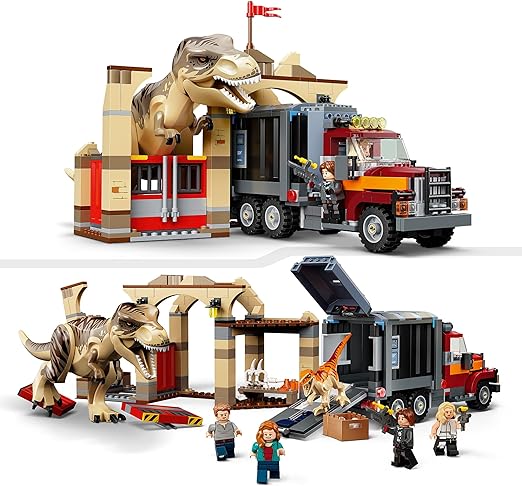 LEGO 76948 Jurassic World T. rex & Atrociraptor Dinosaur Breakout Dino Toy Set, Toys for Kids Age 8 Plus with 4 Minifigures, Market and Truck, 2022 Movie Inspired