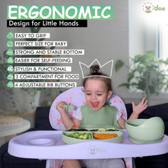 O'doe Baby Led Weaning Feeding Supplies for Toddlers, Baby Feeding Set | Suction Silicone Baby Bowl-Self Eating Utensils Set with Spoons, Bibs, Toddlers Spoon Set | Plate Kit