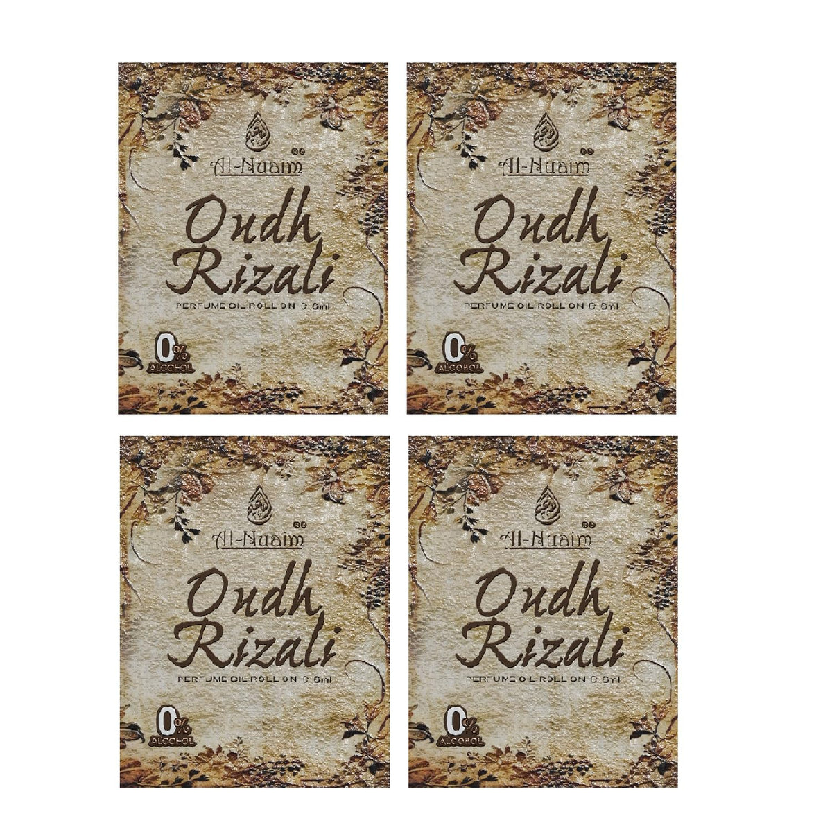 Al-Nuaim Tohfa Series Oudh Rizali Attar Roll On for Men & Women - Pack of 4 (6ml Each) | Alcohol Free Attar | Long Lasting Fragrance