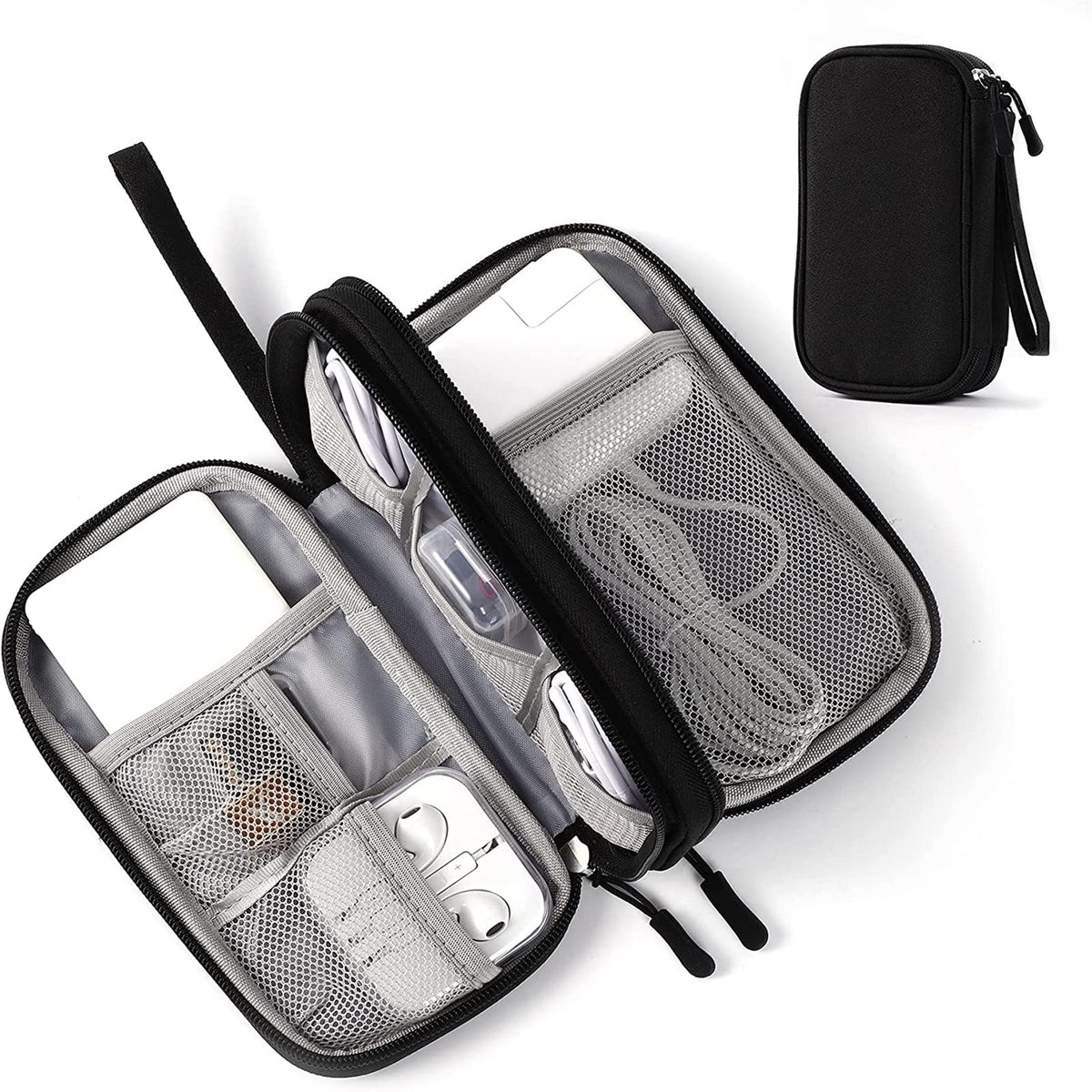 BOMEKS Travel Cable Organizer, Electronics Accessories Cases Net Mesh Cord Accessories Organizer Cas for USB Data Cable Earphone Wire Power Bank Phone, Black