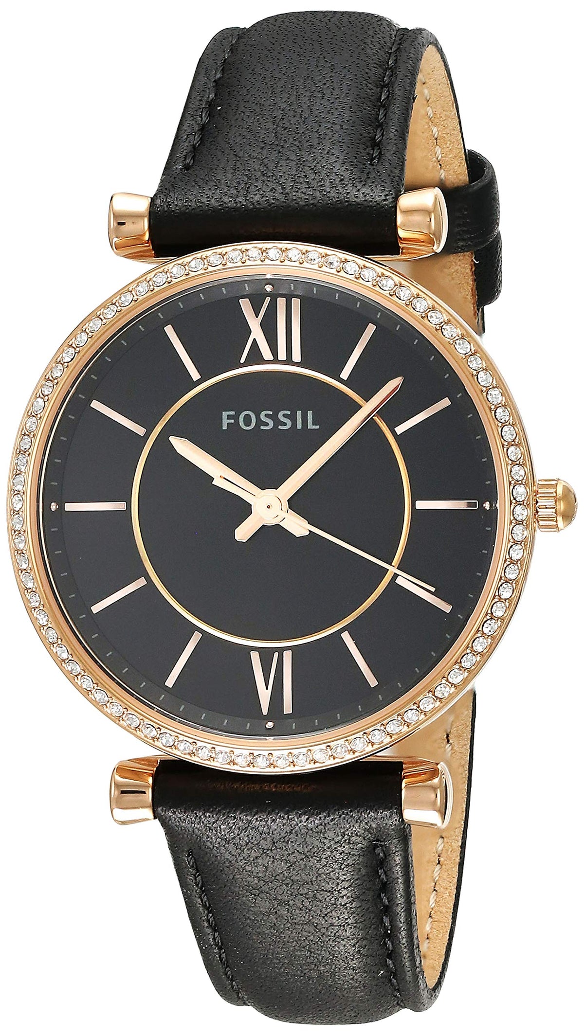 Fossil Women's Carlie ES4507 Rose-Gold Leather Japanese Quartz Fashion Watch