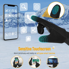 BIGTHREE Winter Warm Gloves, Touch Screen Skiing Gloves, Windproof and Water Resistant Sports Gloves, Anti-slip Thermal Liner Gloves for Walking Running Riding Driving Cycling Skiing Hiking L Size - Black