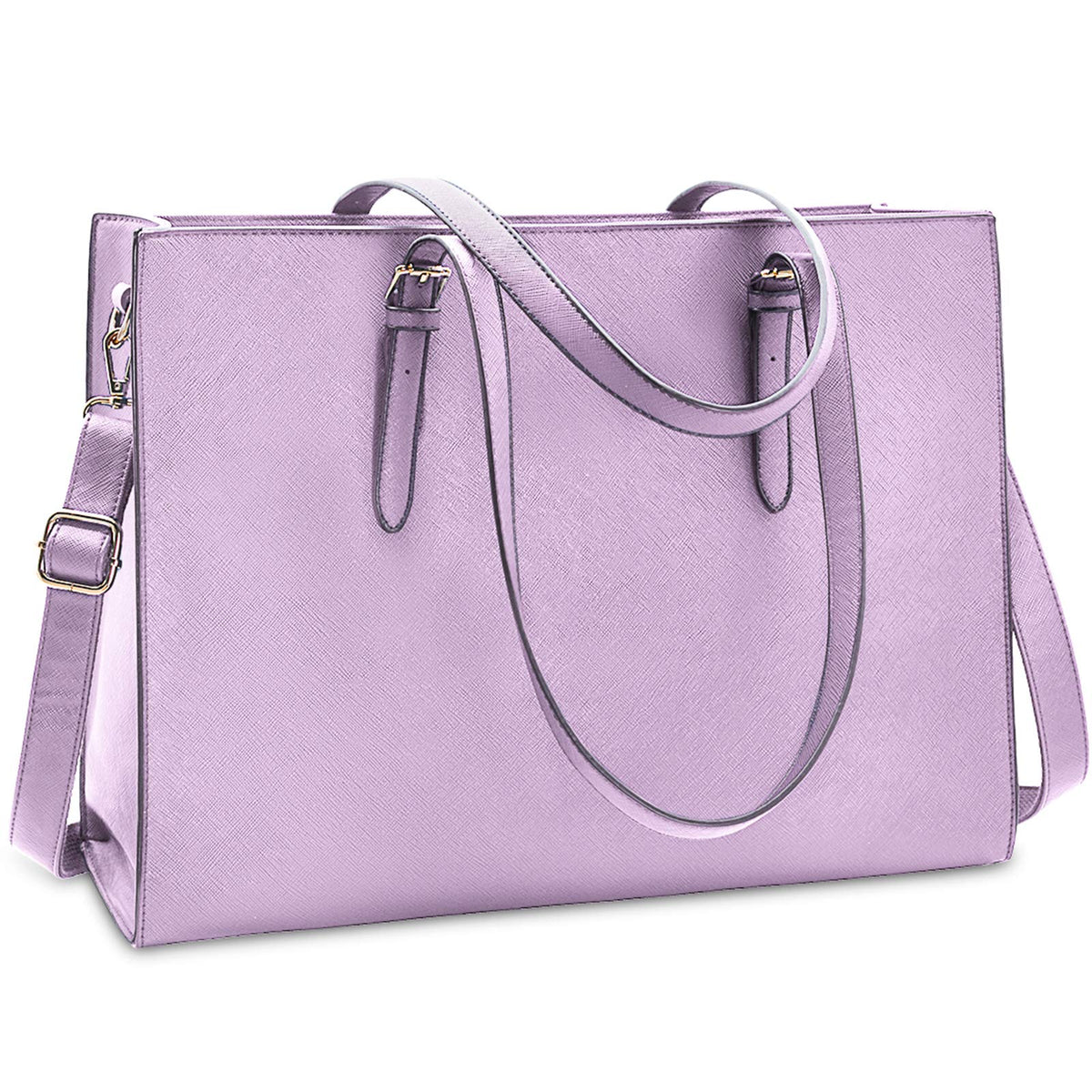 NUBILY Laptop Bag for Women Waterproof Lightweight Leather 15.6 Inch Computer Tote Bag - Purple