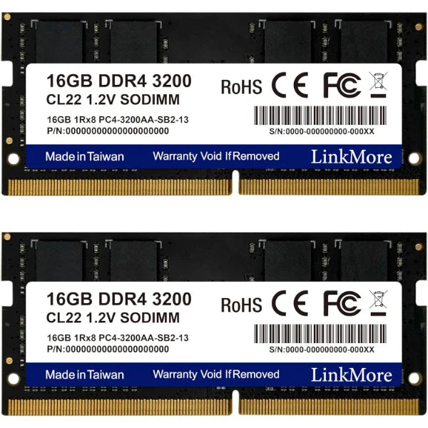 LinkMore 32GB (2x16GB) DDR4 3200MHz SODIMM Laptop RAM Kit