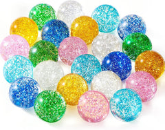 YLMKDE 24PCS Glitter Bouncy Balls for Kids Party Favors, 32mm 6 Colors Rubber Bounce Balls Bulk,Party Favors, Goodie Bags Fillers, Birthday Day Gifts and Prize