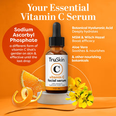 TruSkin Naturals Vitamin C Serum for Face, Topical Facial Serum with Hyaluronic Acid & Vitamin E, 1 oz.