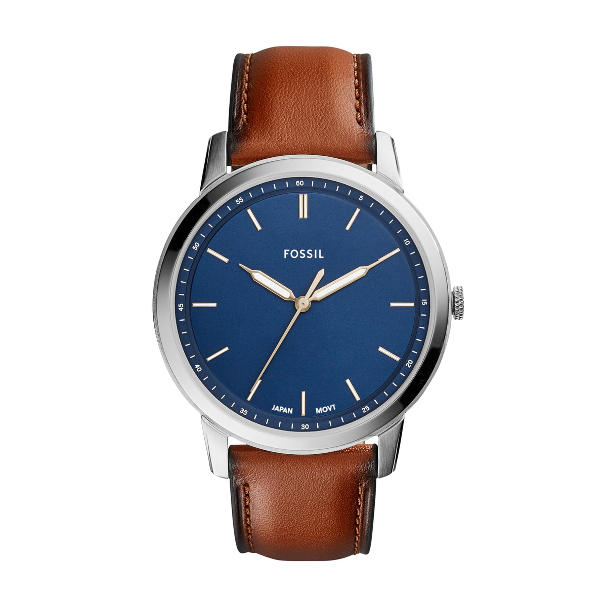 Fossil Men's Quartz Watch, Analog Display and Leather Strap Blue