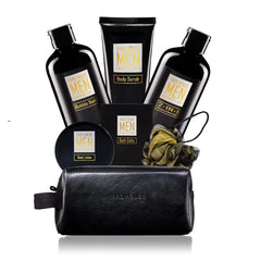 Yard House Bath & Body Spa Gift Baskets Set for Men – Sandalwood & Amber Full Size Spa Kit with Toiletry Bag