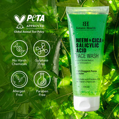 Botanic Hearth Neem, Cica & Salicylic Acid Cleanser Face Wash | Anti Acne Face Wash with Vitamin E & Chamomile | Removes excess oil & Clogged Pores | For Women & Men | Sulphate & Paraben Free | 100ml