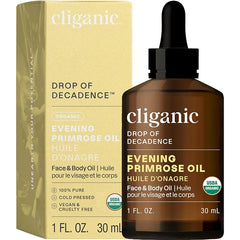 Cliganic Organic Evening Primrose Oil, 100% Pure (1oz) - For Hair & Face | Natural Cold Pressed Unrefined (Packaging May Vary)