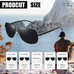 Joopin Polarized Sunglasses for Men, Classic Military Rectangular Sun Glass with Metal Frame UV Protection