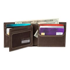 Levi's Men's RFID Extra Capacity Slim Bifold Wallet with Multiple Card Slots - Brown