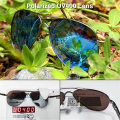 ROCKNIGHT Polarized Aviator Sunglasses for Men Women Metal Flat Top Sunglasses lightweight Driving UV400 Outdoor 58mm