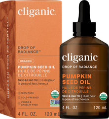 Cliganic Organic Pumpkin Seed Oil, 100% Pure - For Face & Hair | Natural Cold Pressed Unrefined - 120ml