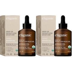 Cliganic Organic Argan Oil, 100% Pure (1oz) - for Hair, Face & Skin | Cold Pressed Carrier Oil (Pack of 2)