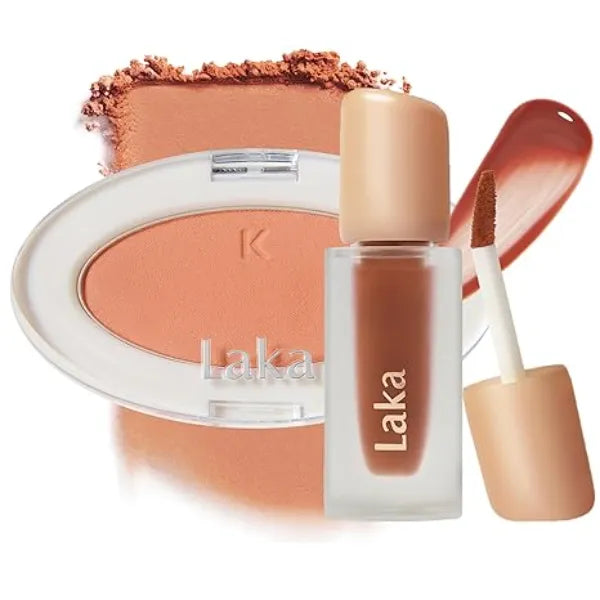 Laka Blush and Lip Duo Love Silk Blush #704 Nunnu & Fruity Glam Tin #108 Salty