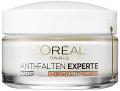 L’Oréal Paris Night Cream for the Face, Anti-Ageing Night Cream to Reduce Wrinkles, Vitamin B3 and Vitamin E, Strengthens and Revitalises the Skin, Anti-Wrinkle Expert, 1 x 50 ml