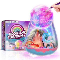 ONE TO FOUR Unicorn Terrarium Gifts for Kids - Light Up Terrarium Crafts Kit with DIY Moon Lamp - Unicorn Toys for Girls - Arts and Crafts Birthday Gift for Girls Ages 4 5 6 7 8-12 Year Old