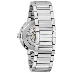 Bulova Men's Modern 3-Hand Automatic Watch, Open Aperture Dial and Edge to Edge Crystal - Silver Tone