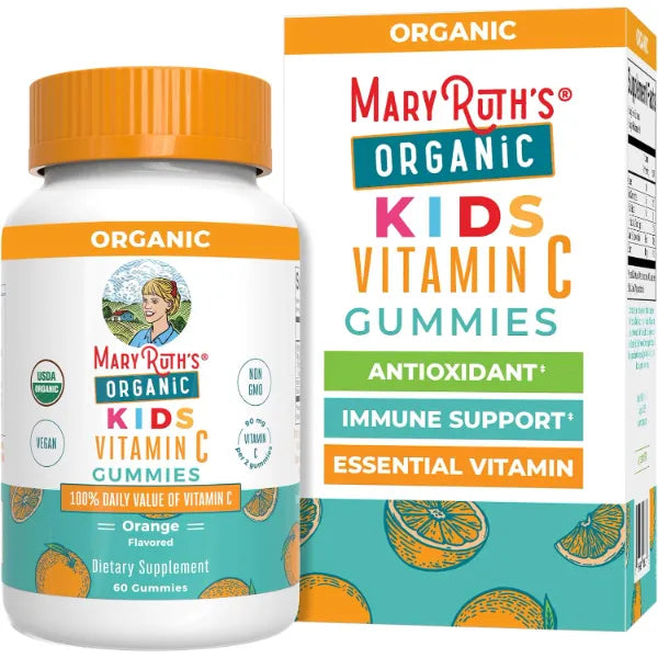 MARYRUTH'S Kids Vitamin C Gummies, 60 Servings, Immune Support Supplement | Immune Support & Overall Health, USDA Organic, Vegan, Non-GMO, 60 Servings