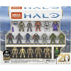 MEGA Halo Action Figure Building Toys Set, 20th Anniversary Character Collector Pack with 352 Pieces, 20 Poseable Articulation Figures, Kids or Adults