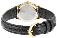 Casio Womens Quartz Watch, Analog Display and Leather Strap Black/Gold/White