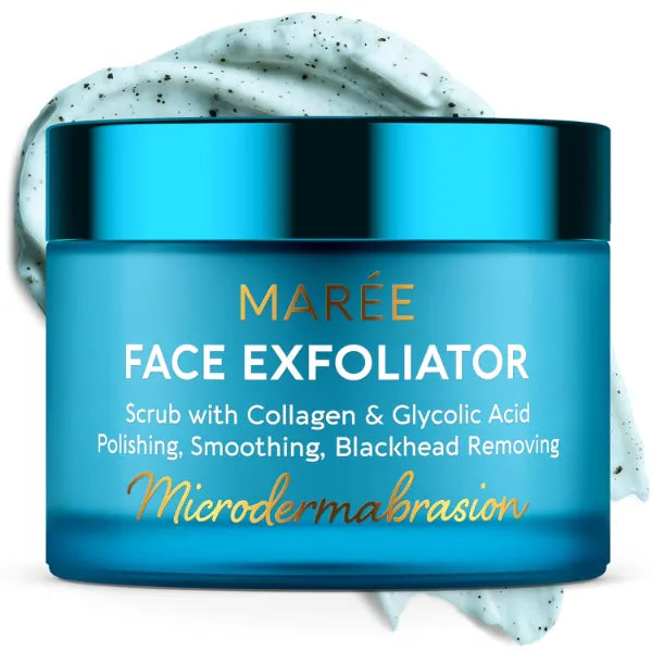 MAREE Face Exfoliator, Microdermabrasion Facial Scrub & Exfoliating Face Wash for Women -Collagen & Glycolic Acid, 3.0 ounce
