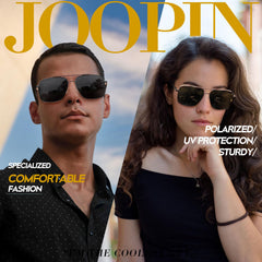Joopin Rectangular Sunglasses for Men Women Polarized UV Protection Classic Aviation Military Style Big Metal Frame Driving Fishing Black Glass