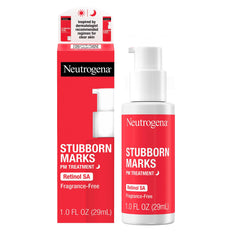 Neutrogena Stubborn Marks PM Treatment Retinol Serum, Acne Scar Treatment for Face to Help Reverse the Look of Post-Acne Marks & Uneven Skin Tone, Oil-Free, Non-Comedogenic, Fragrance Free, 1.0 fl. oz