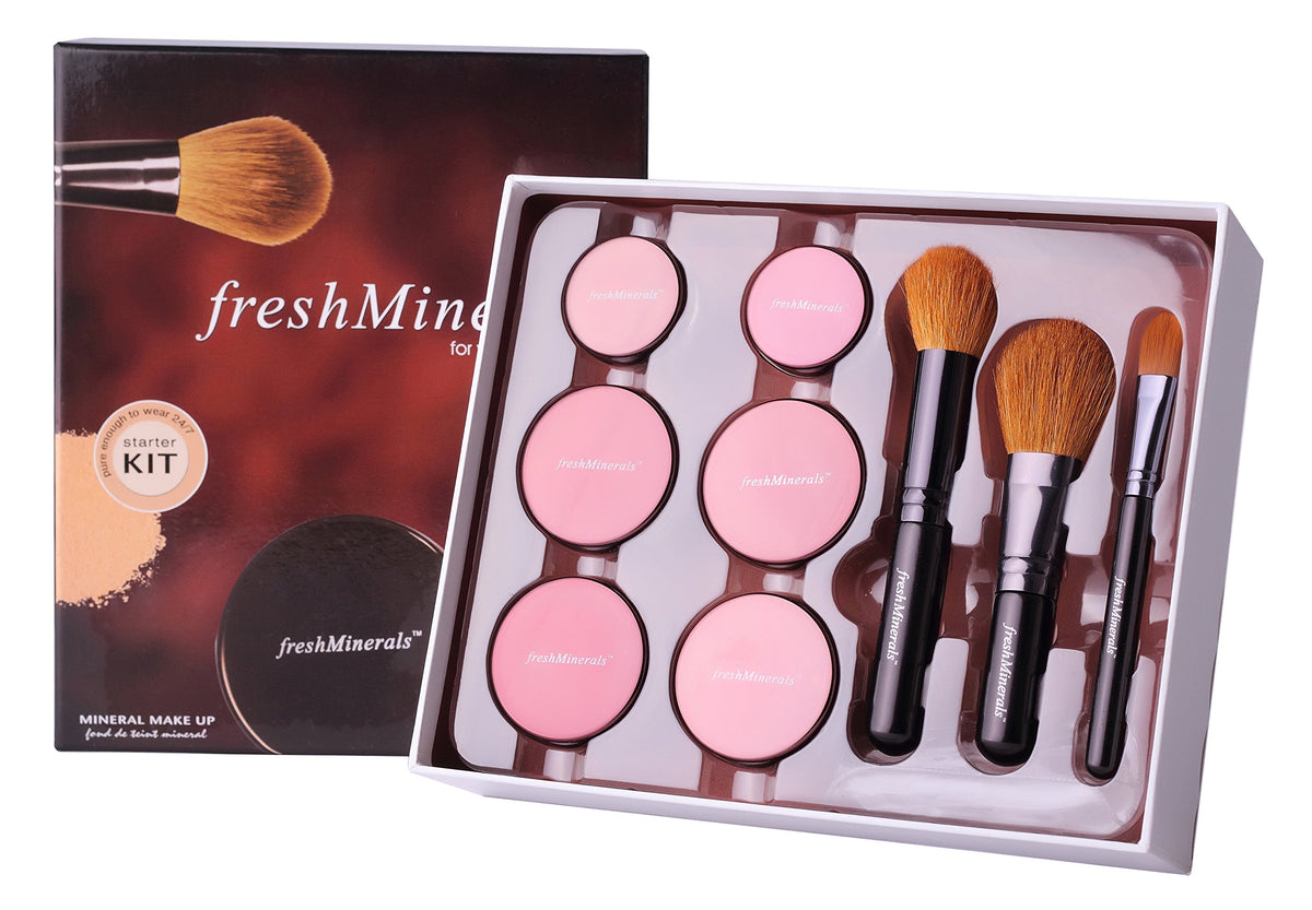 Freshminerals 9 Piece Mineral Powder Foundation Starter Kit, Natural/SPF 20
