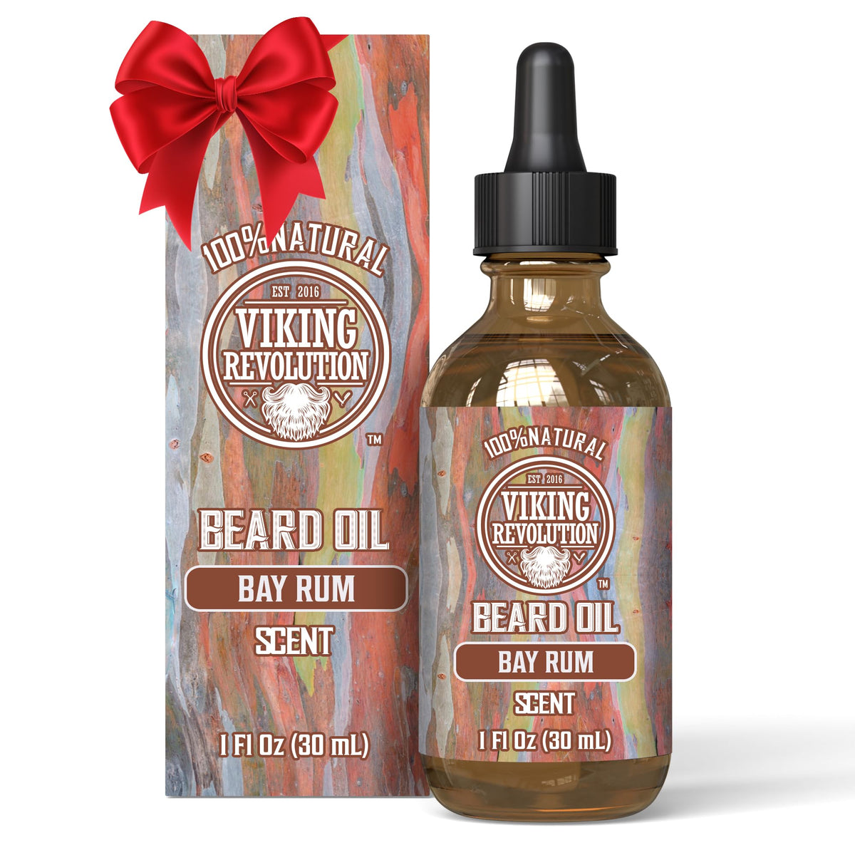 Viking Revolution Bay Rum Beard Oil for Men - Natural Softener and Conditioner with Argan & Jojoba Oils for Strengthening and Moisturizing - 30ml