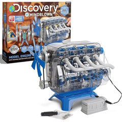 Discovery Model Engine Building Kit, DIY 4 Cylinder Combustion Engine, Working Pistons Fan Valves Belts LED Lights, STEM Mechanic Engineering Construction Experiment Set, Kids & Adults Gift