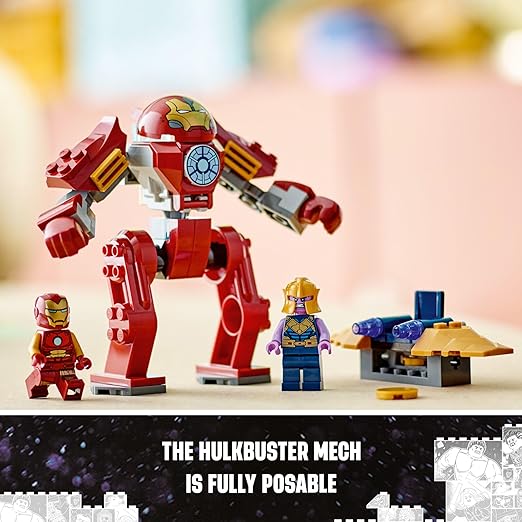 LEGO Marvel Iron Man Hulkbuster vs. Thanos 76263 Building Toy Set with Thanos and Iron Man Figures, Hulkbuster Toy with Posable Mech for Super Hero Battle Action, Fun Marvel Toy for Kids Ages 4 and Up