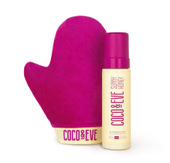 Coco & Eve Sunny Honey Bali Bronzing Self Tanner Mousse Set (Medium) - All Natural Sunless Tanning Mousse | Instant Self Tanning Lotion with Bronzer with Self Tanning Mitt Applicator (200ml)