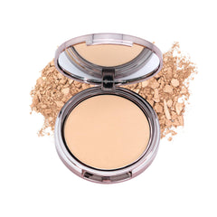 Girlactik USA. 2-in1 Compact Face Pressed Powder & Contour Bronzer. Weightless, Buildable Coverage. Velvet Finish. -Fair