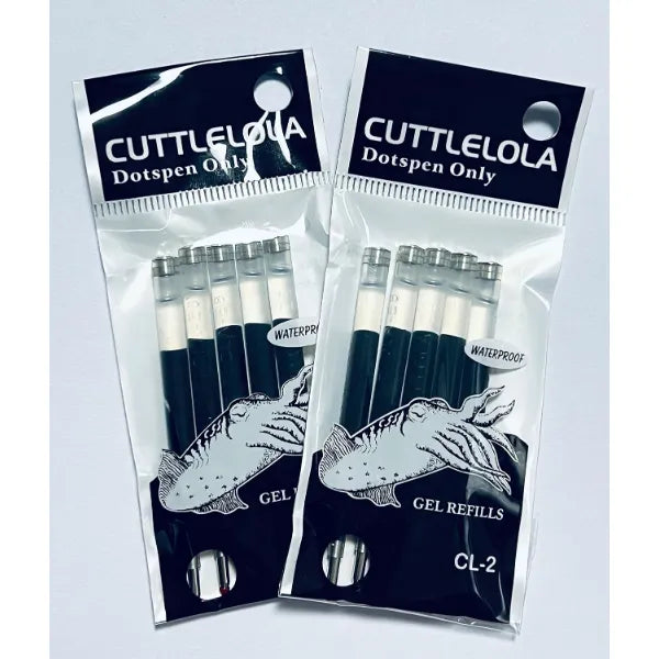Cuttlelola Dotspen II Black Knight Ink Refills – Black Gel Replacement Cartridges